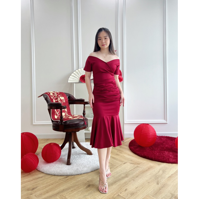 Dress Natal Wanita Keren Cool Style Best Seller Gaun Perempuan Modis Simple Terlaris Model Korea Pre