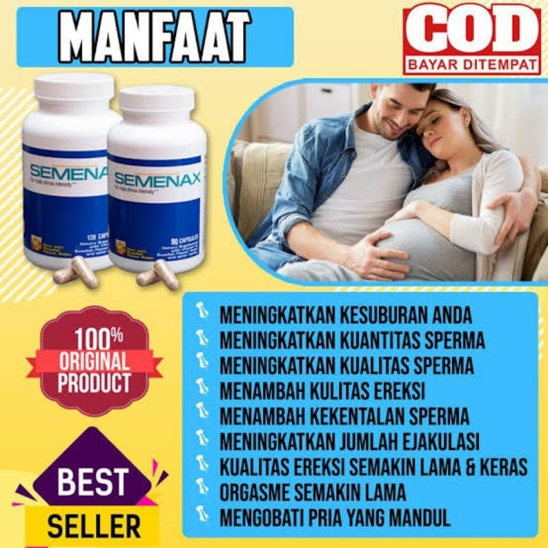 SEMENAX PENYUBUR SPERMA ASLI 100% ORIGINAL HERBAL ALAMI ISI 120 KAPSUL