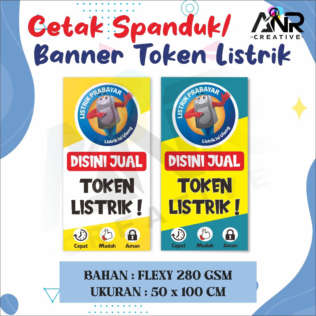 SPANDUK KONTER/ SPANDUK TOKEN LISTRIK / BANNER ISI TOKEN/ DEKORASI KONTER / BISA COD