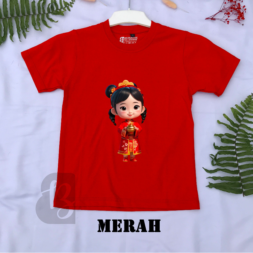 Baju Anak-Anak Imlek Girls Kepang CNY Shio Naga Dragon 2024 Gong Xi Fat Cai Wan Se Ru Yi gongxi Gong