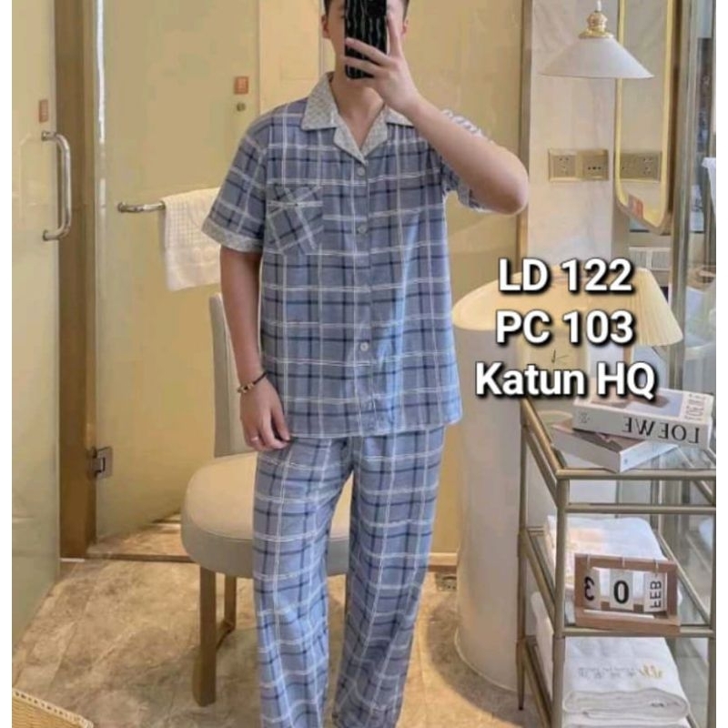 Piyama Lengan Pendek Pria Katun Korea Premium