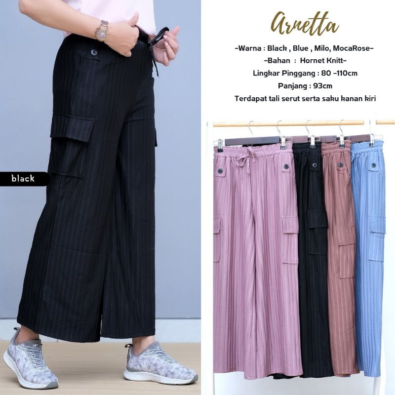 Estusae : Arnetta Pants Knit Hornet / Celana Wanita Knit Hornet / Kulot Wanita Knit Hornet