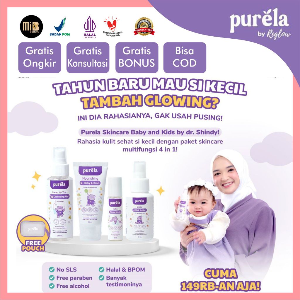 Purela by Reglow Paket KiddyGlow Sabun Bayi Baby Hair Lotion Night Oil Body Lotion Anak balita BPOM