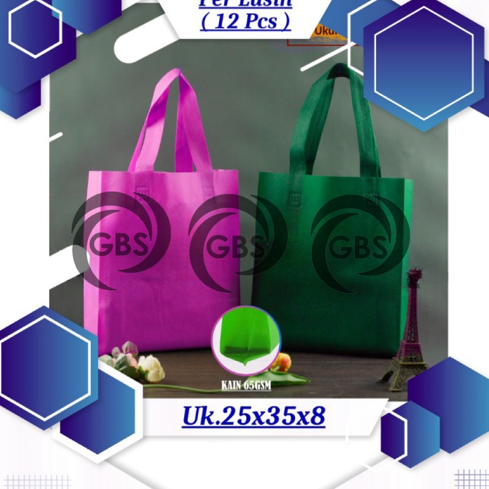 

Promo MidYear Belanja Lebih Hemat Tas Box Spunbond Goodie Bag Handle Lipat Samping 25x35x8 65GSM Souvenir Promosi Murah Per Lusin 12 Pcs