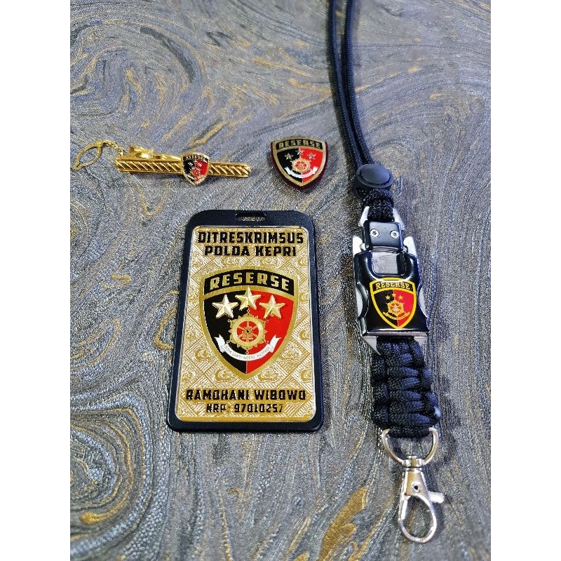 

paket lencana id card custom logo lanyard pin jepit dasi