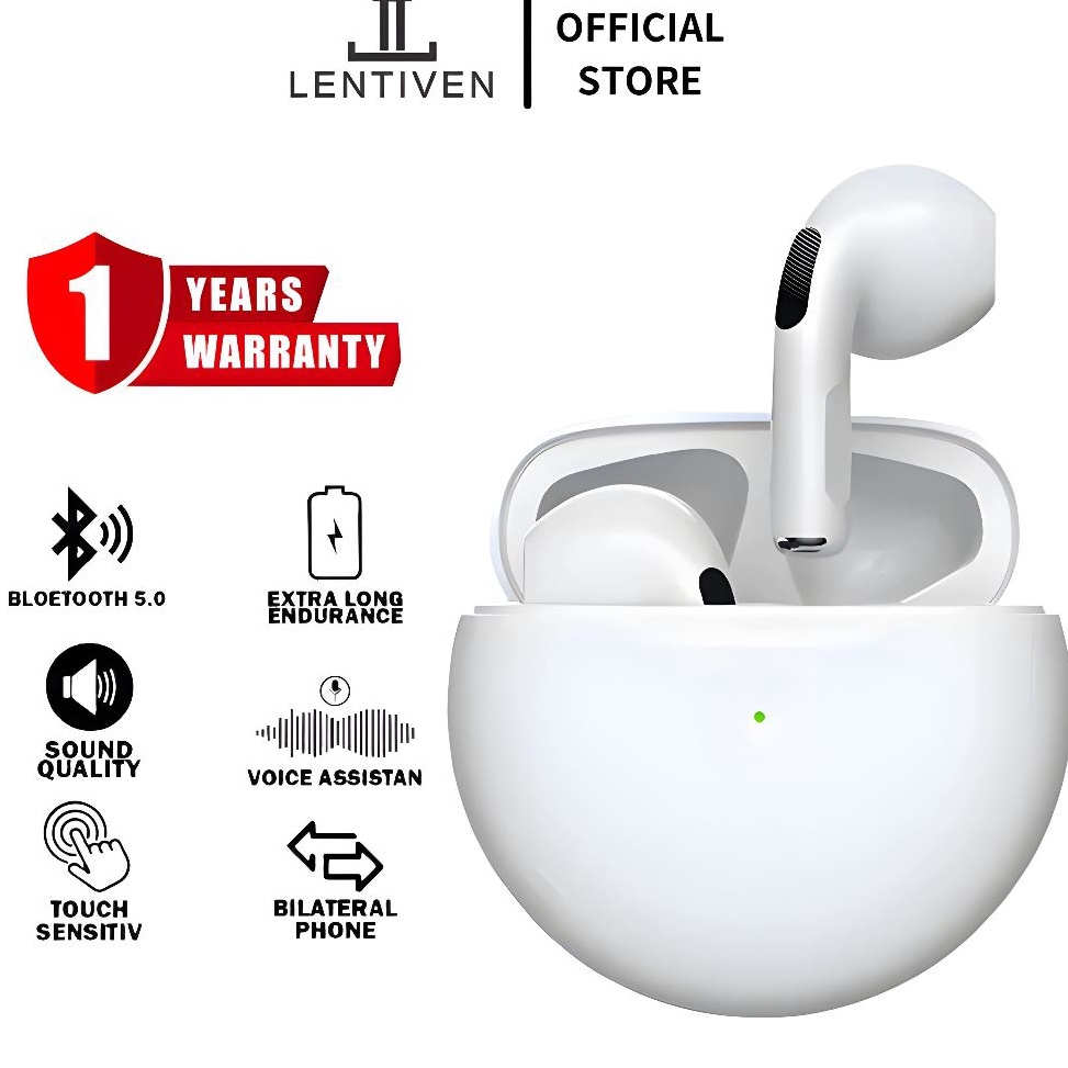 ART L67W LENTIVEN Earphone Headset Bluetooth Tahan Air Touch HiFi Stereo Wireless PRO6