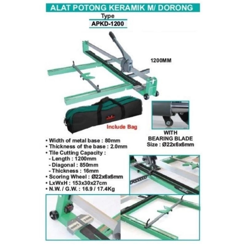 Alat Potong Keramik Granit Dorong 120 Cm Wipro APKD 1200