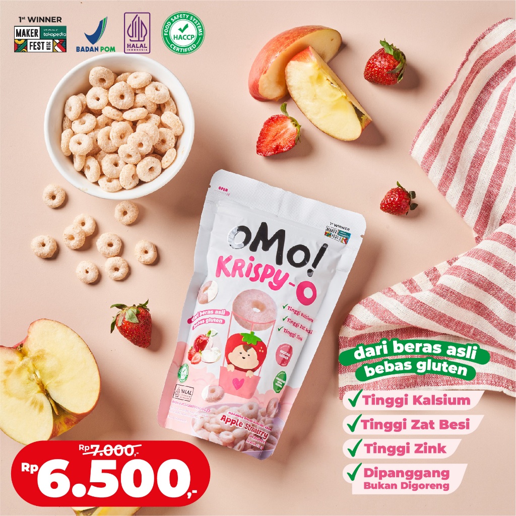 [NEW] OMO! Krispy - O | Rasa Apple Strawberry 15gr - Snack 8 bulan++