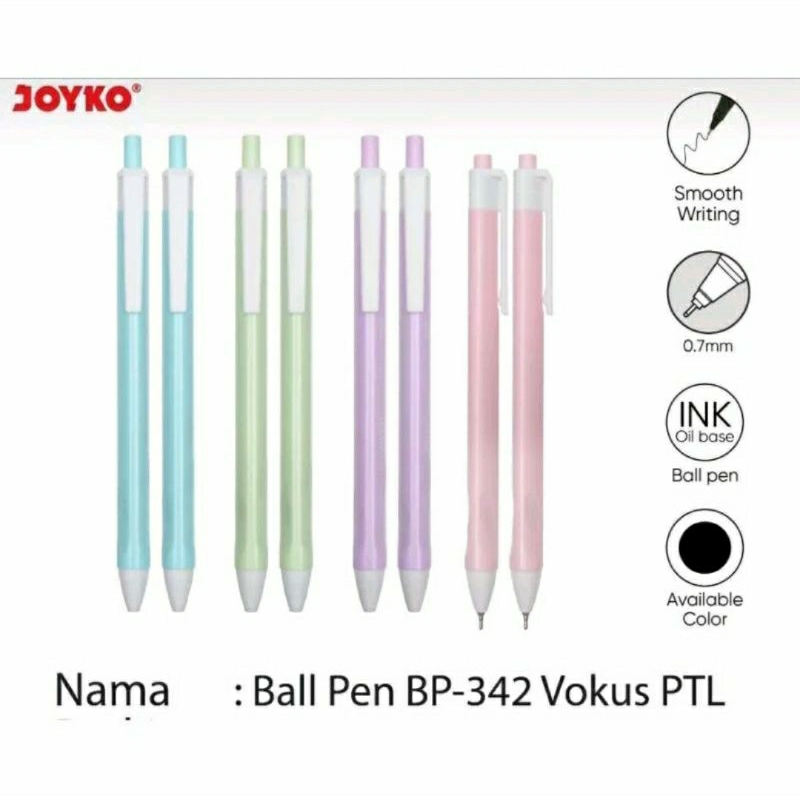 

Pulpen Joyko BP-342 Vokus PTL 0,7mm (isi 12 pcs)