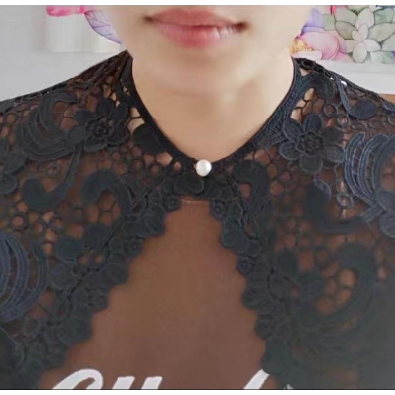 KERAH INSTAN/KERAH PALSU SIMPUL KUPU- KUPU DUA LAPIS BERONGGA/KERAH BESAR SELENDANG BUNGKUS BORDIR E