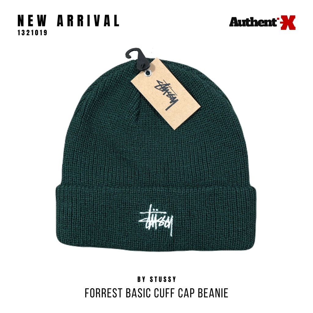 STUSSY BASIC CUFF BEANIE HAT - FOREST | ORIGINAL