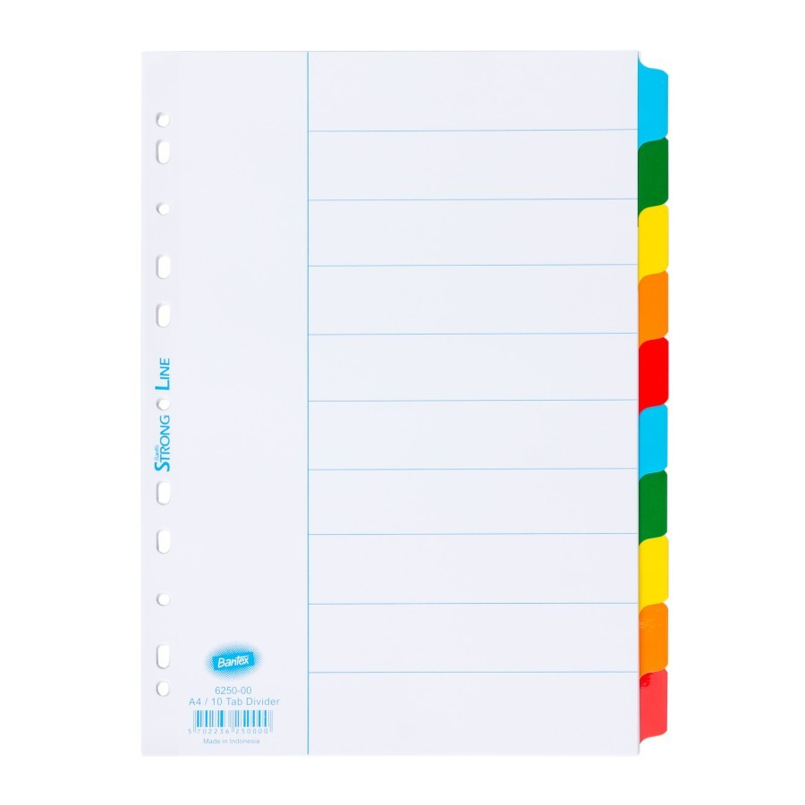 

Bantex Strongline Divider A4 10 pages (plain tabs) #6250 00