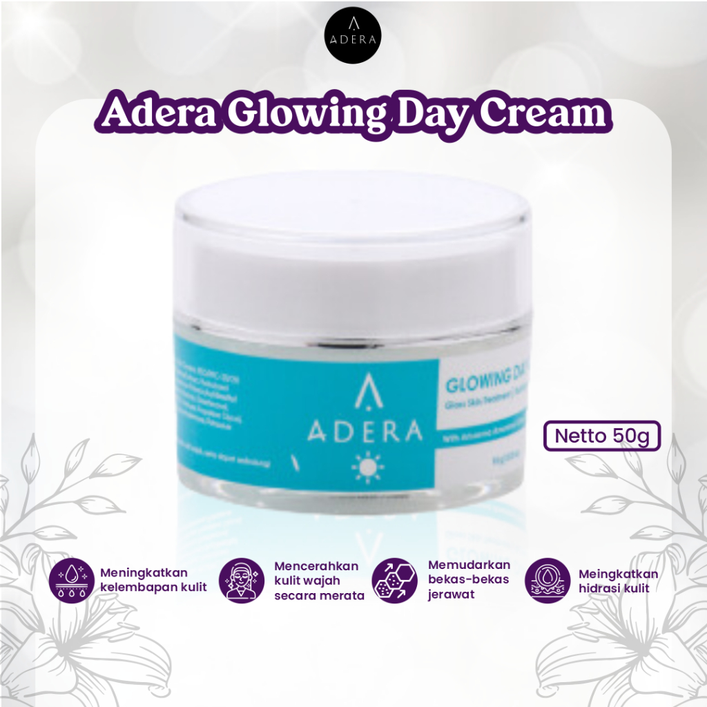 Adera Glowing Day Cream Skincare Wajah Krim Siang Menghilangkan Kerutan Garis Halus Kulit Alami