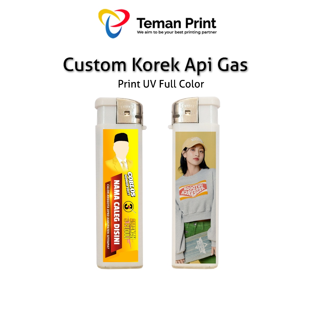 Teman Print Custom Korek Print UV Korek Bara Korek Api Gas Cricket