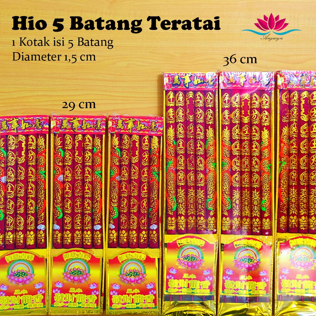 Dupa / Hio 5 Batang Naga Timbus Emas Teratai