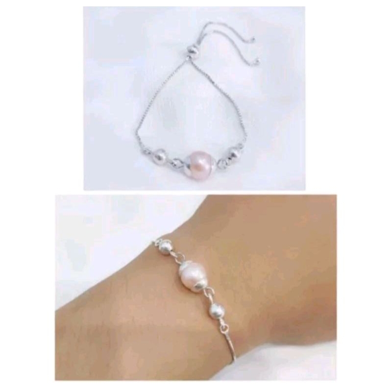 gelang serut perak 925 mutiara tawar asli lombok || gelang serut mutiara