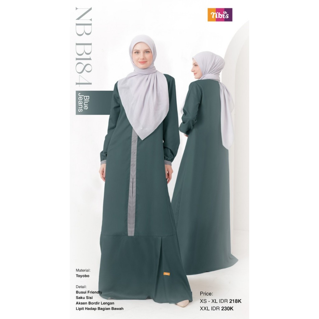 NB B184 / GAMIS NIBRAS TERBARU / GAMIS WANITA / GAMIS PURPLE / GAMIS BLUE JEANS / GAMIS CANTIK / GAM