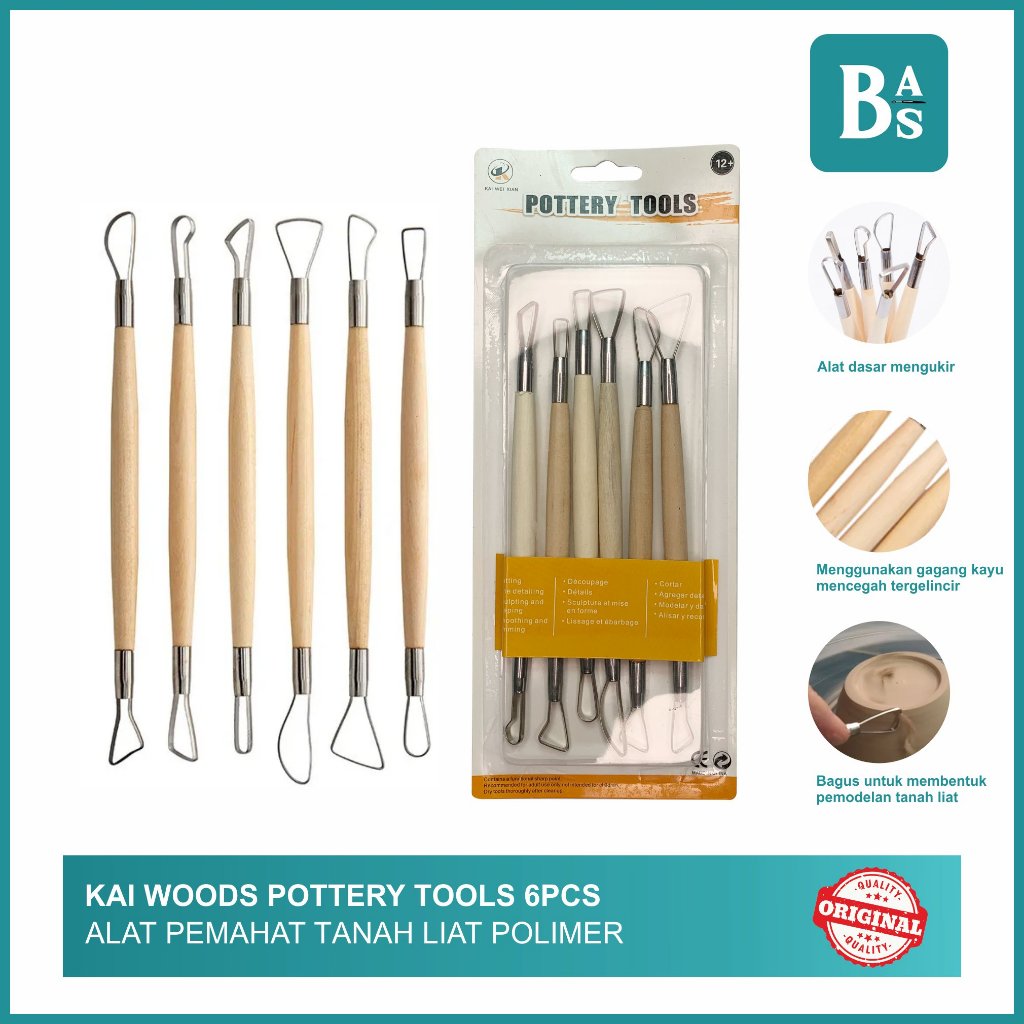 

Bali Art Supplies - Woods Pottery Tools 1 Set isi 6 Pcs - Alat Pemahat Tanah Liat