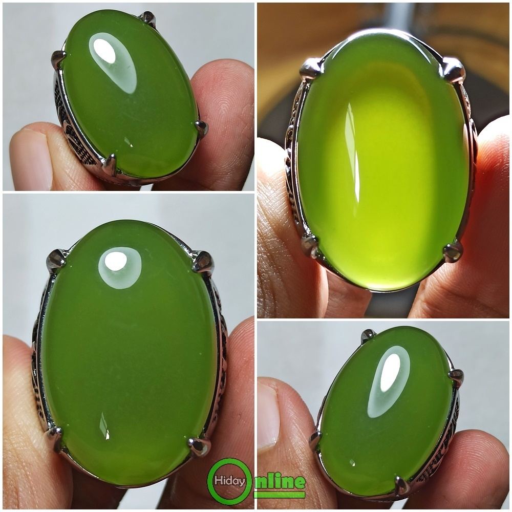 CINCIN BATU AKIK SUNGAI DAREH HIJAU LUMUT REPLIKA BIG SIZE