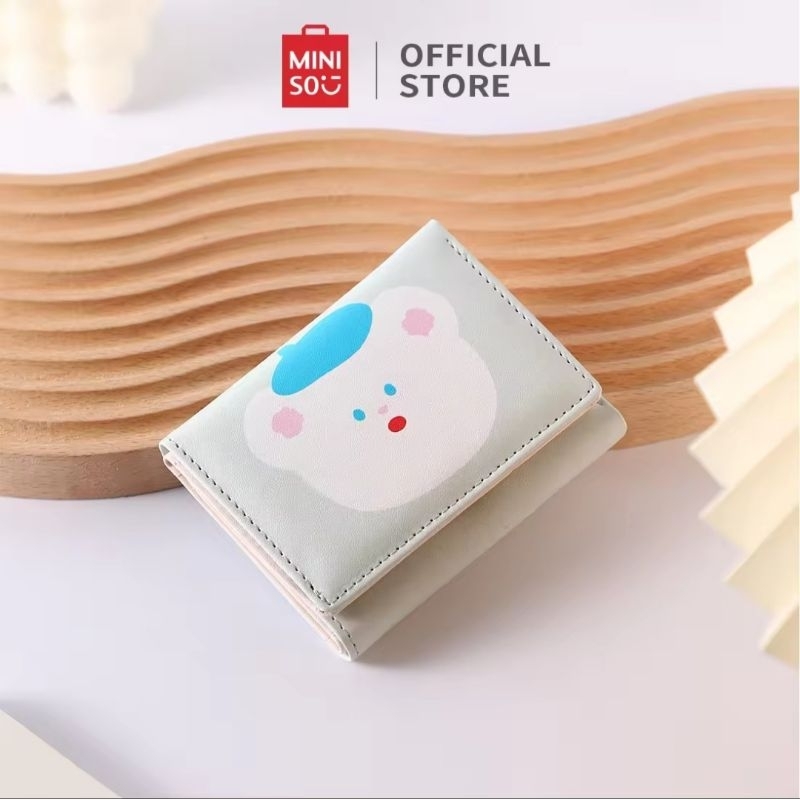 Dompet Miniso lipat 3 bear blue