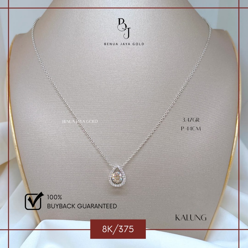 Kalung Rantai Siem Koye Teardrop Dancing Emas Putih 8K/375