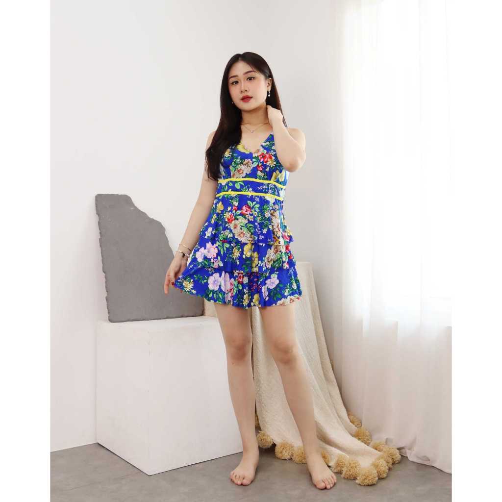 Porralo Swimsuit Baju Renang Dress Terusan Motif Bunga Code 15200