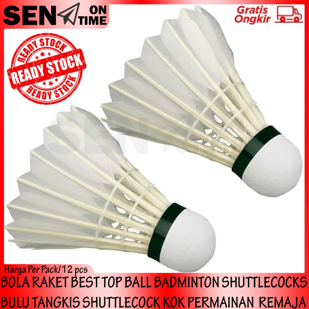 Bulu Tangkis Tepuk Angsa Gabus Bola Badminton Slop Isi 12 PCS Shuttlecocks Shuttlecocks Raket  Reket