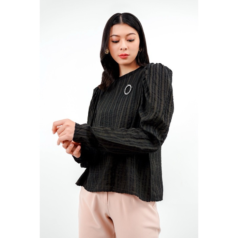 UNDER TAG Benang Jarum Mina Puff Sleeve Black