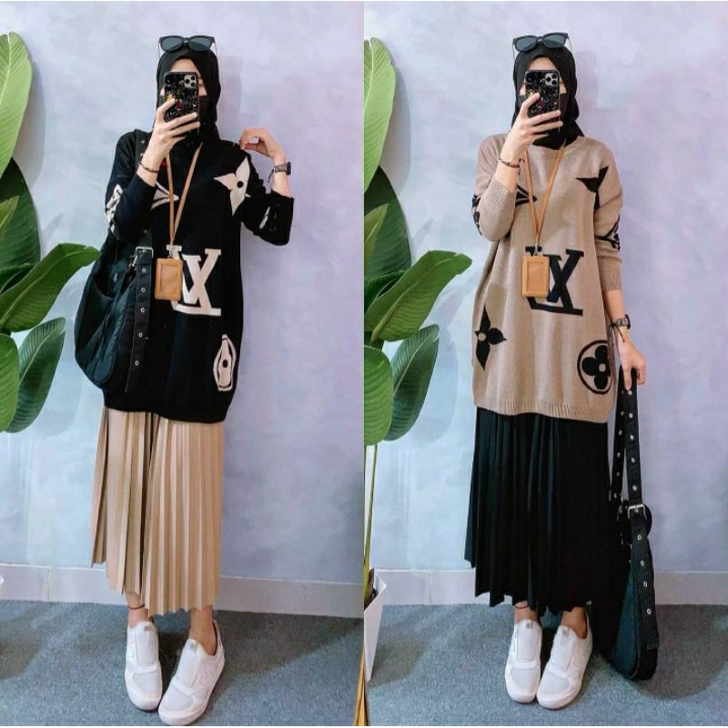 LV Rajut Jumbo, TUNIK RAJUT CANTIK JUMBO FIT XXXXL LD 140-150 BAHAN RAJUT PREMIUM TERMURAH OOTD KEKI