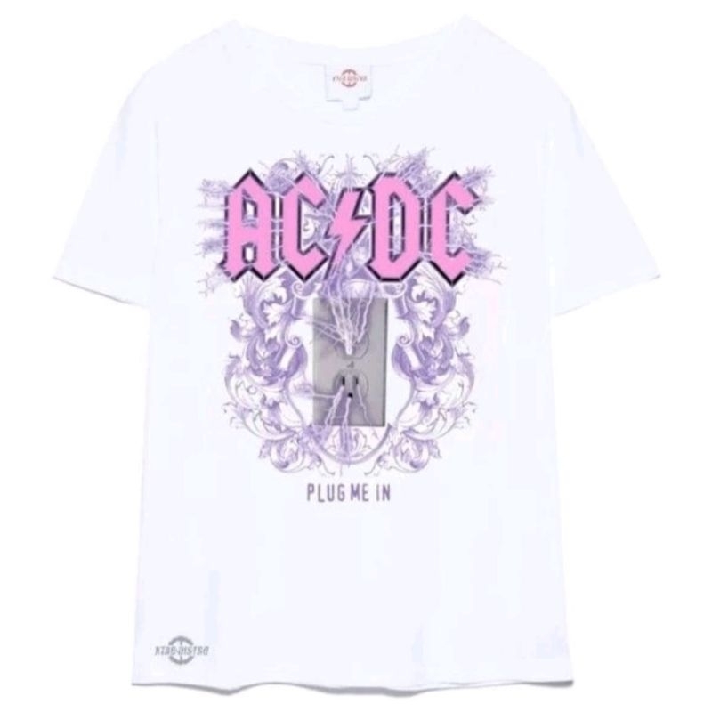 kaos ACDC PUTIH - PLUG ME IN / kaos acdc / kaos band / acdc / vintage