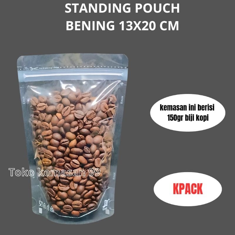 Plastik kemasan 250 gr Snack Standing pouch Lighpack bening 13x20 cm