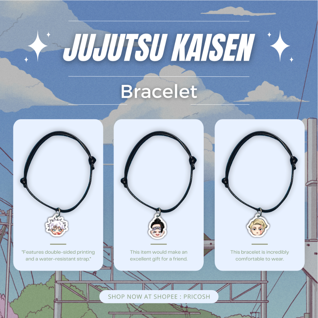 Bracelet | Attack on Titan | Jujutsu Kaisen | Gelang Anime | Geto | Gojo | Yuta
