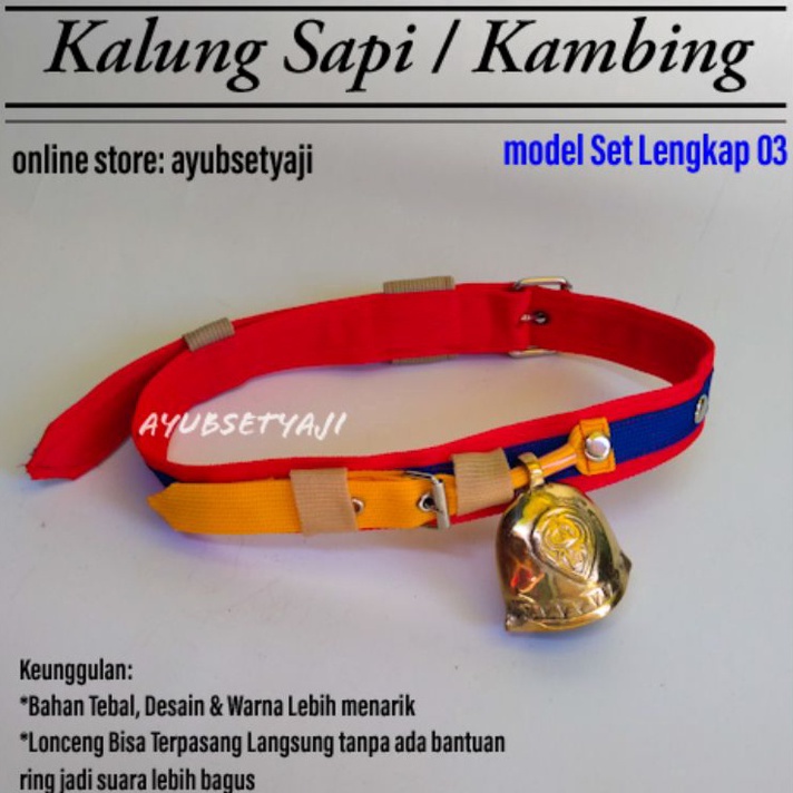 PROMO SALE Kalung Sapi Kalung Kambing model Set lengkap 3 Lonceng Kuningan Tali Kambing kontes akses