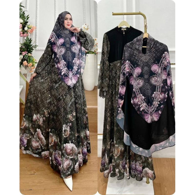 Dress Syahida Series Premium Set Original By Yodizen / Gamis Syar'i Kekinian / Gamis Syar'i Mewah