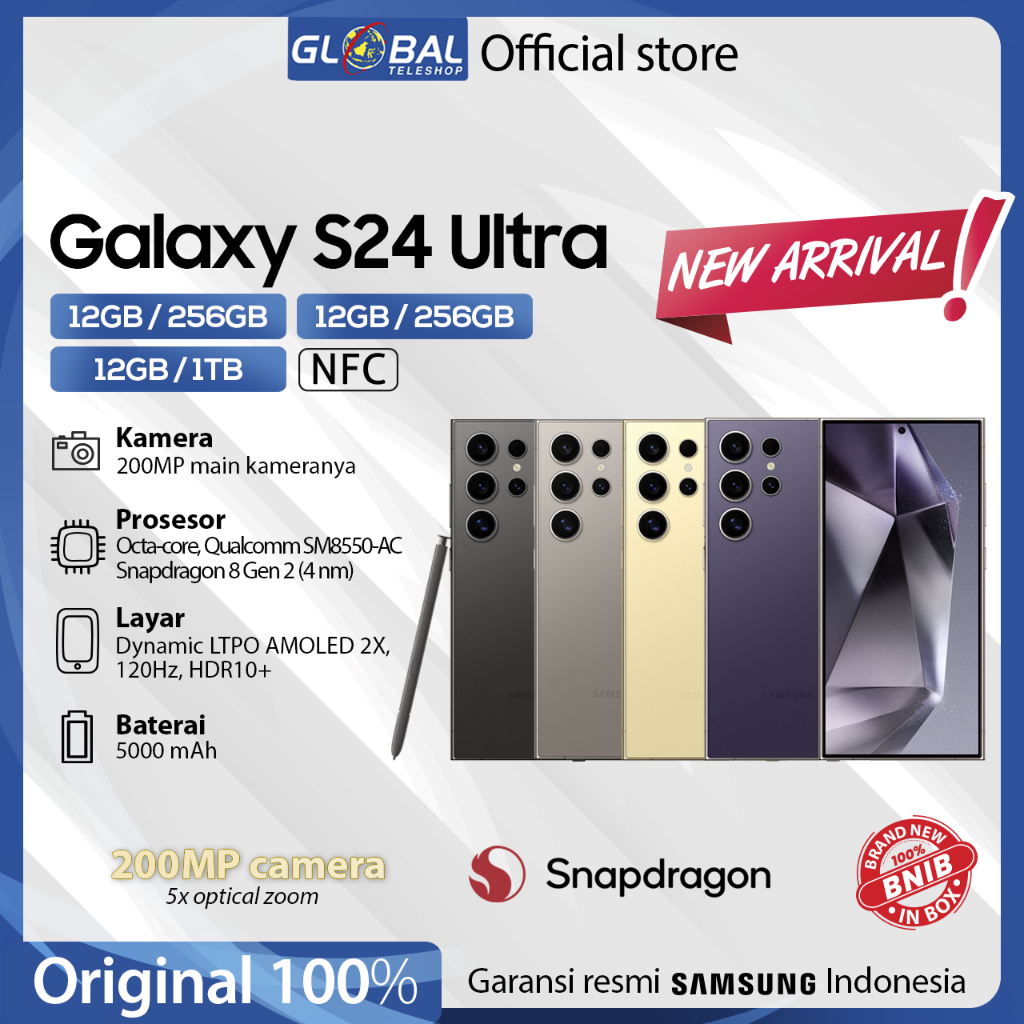 Samsung Galaxy S24 Ultra 5G 12/256GB | 12/512GB | 12/1TB Garansi Resmi