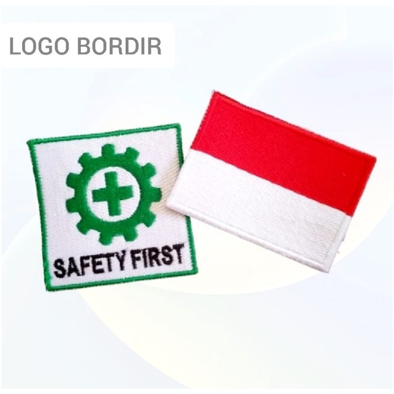Logo Bordir bendera Indonesia Safety / K3 /EMBLEM/VELCRO /Tempelan