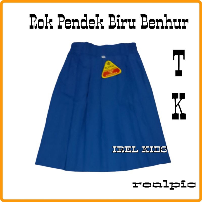 Rok Pendek TK Biru Benhur Rok Seragam Sekolah