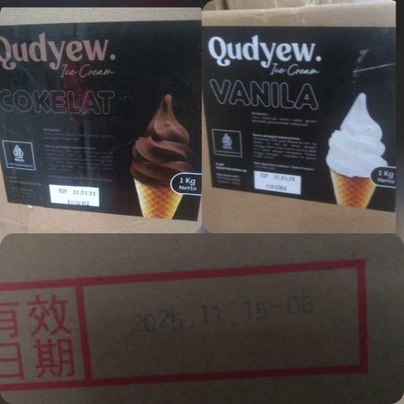 

qudyew ice cream vanilla coklat jam stawberry