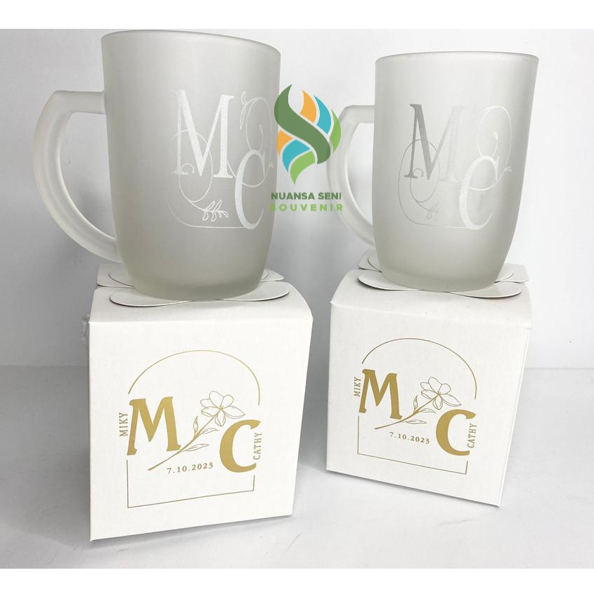 Souvenir Gelas Jus Minum Mug Oval Jumbo Kaca Doff Sablon Kemas Box Custom