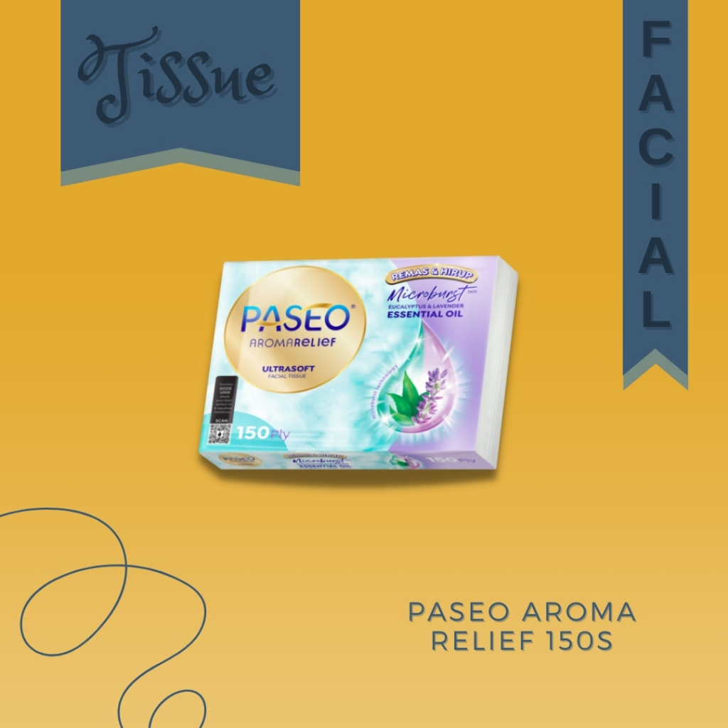 TISSUE | TISU WAJAH | PASEO AROMA RELIEF FACIAL TISSUE MICROBURST EUCALYPTUS & LAVENDER | PASEO AROM