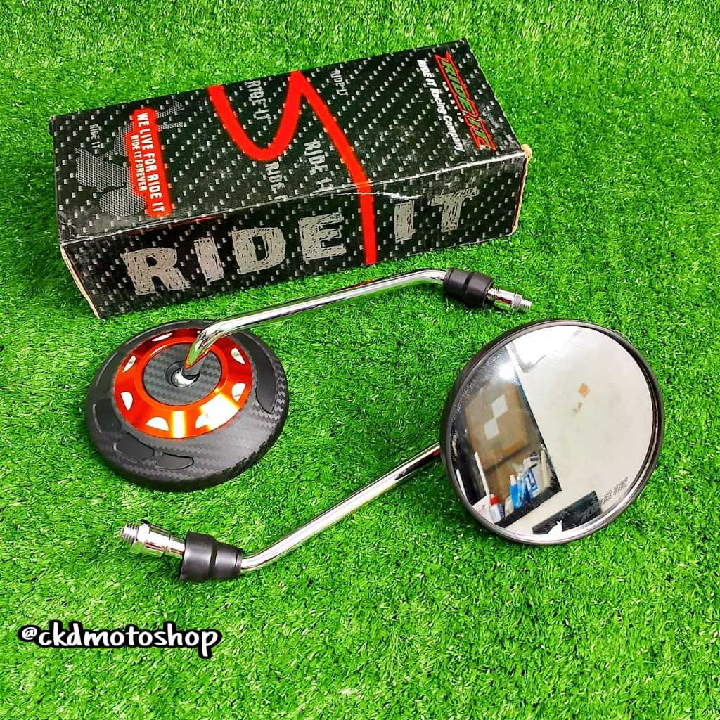 Spion Retro Bulat Tanggung CNC Ganggang Panjang Chrome Spion Retro Variasi Ride it
