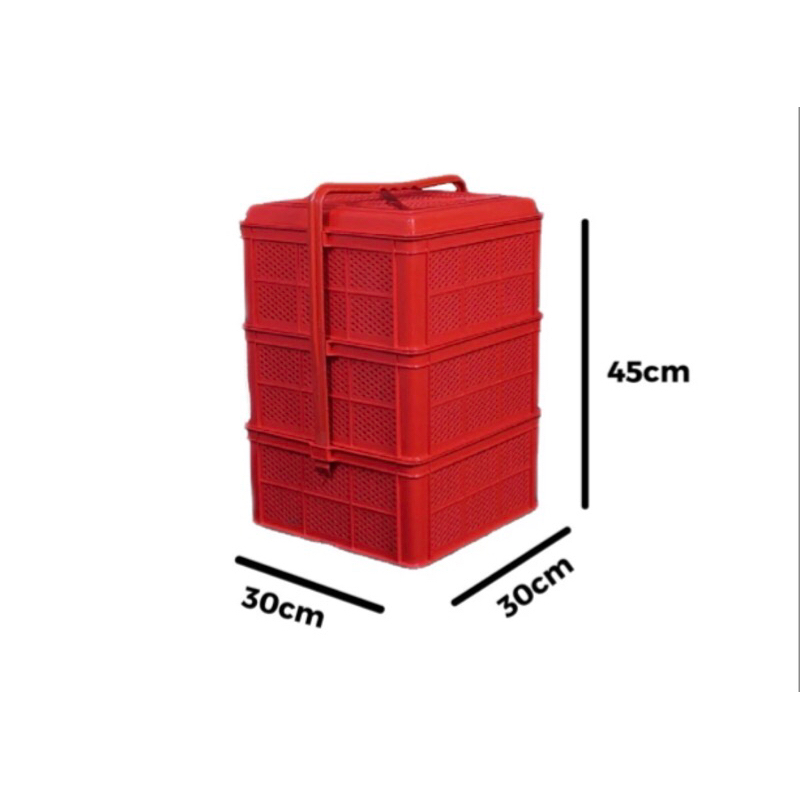 keranjang/tempat makanan susun 3 tenong merah