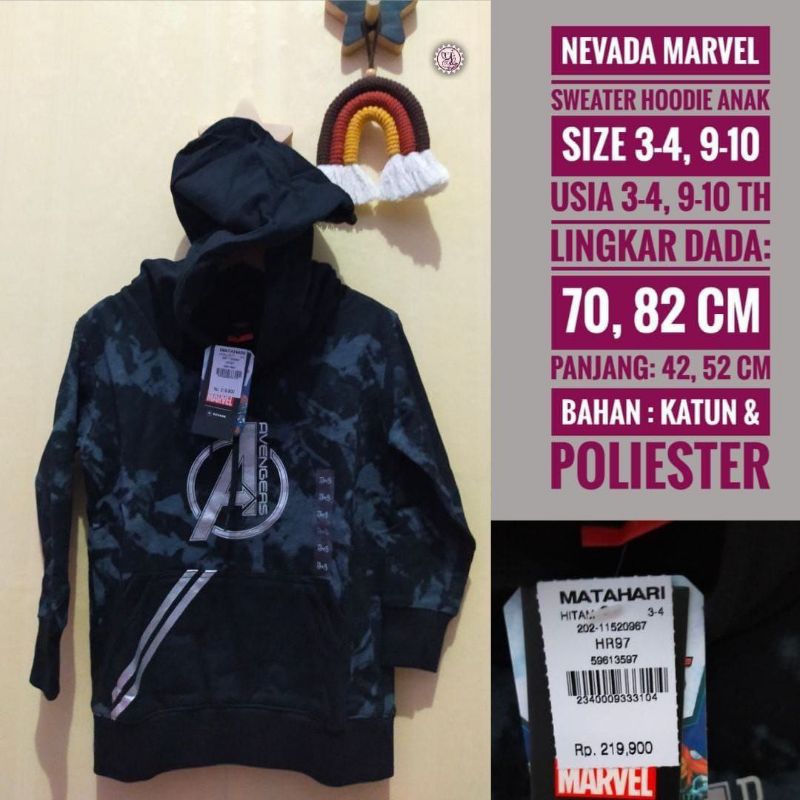 Sweater Hoodie Anak NEVADA MARVEL Sweater Hoodie Anak Laki-Laki NEVADA MARVEL Sweater Hoodie NEVADA 