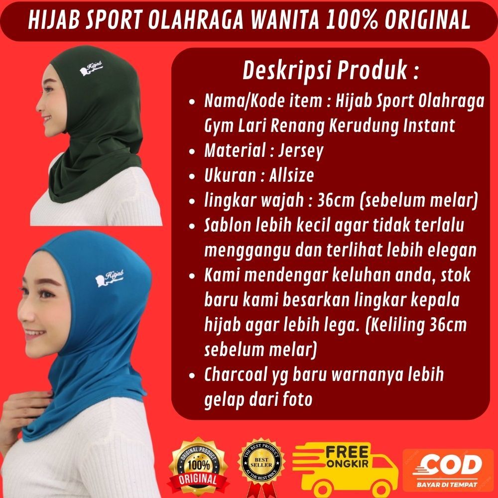 Hijab Sport Olahraga Gym Lari Renang Kerudung Instant