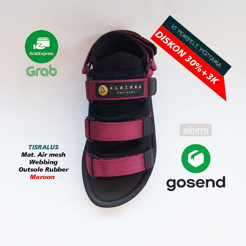 ALBIRRA SANDAL GUNUNG PRIA UPPER WEBBING MESH STRAP VELCRO SENDAL ADVENTURE OUTSOLE RUBBER ANTI SLIP