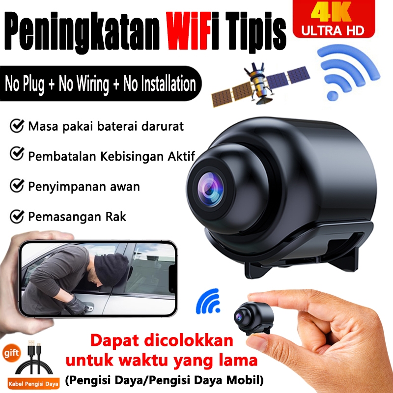 【sudut super lebar】Wifi HD 4K Pemantauan 24 jam 360°  Micro Kamera ​Pengintai Micro Kamera Kamera pe