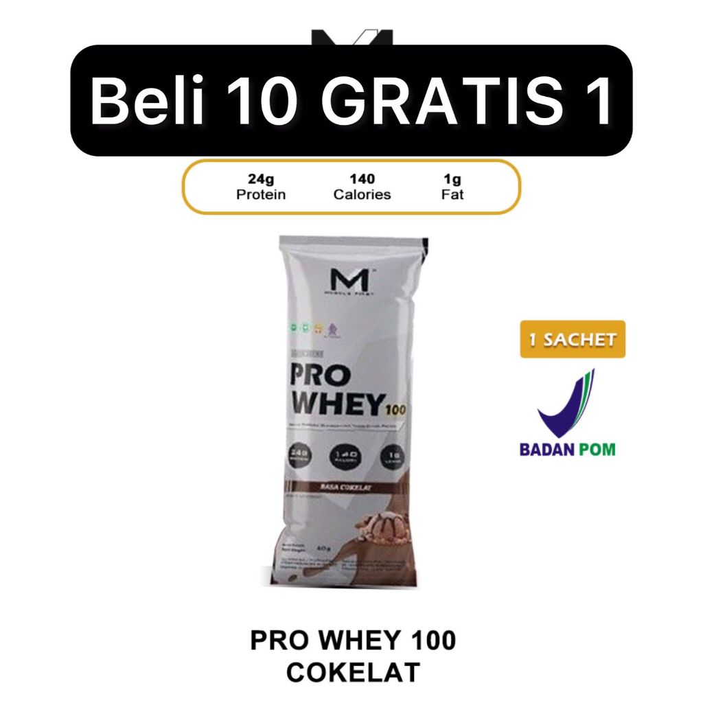 M1 Muscle First Pro Whey ProWhey 100 1 Sachet 1 Serving 1 Serv Eceran Musclefirst Ecer Sample Whey P