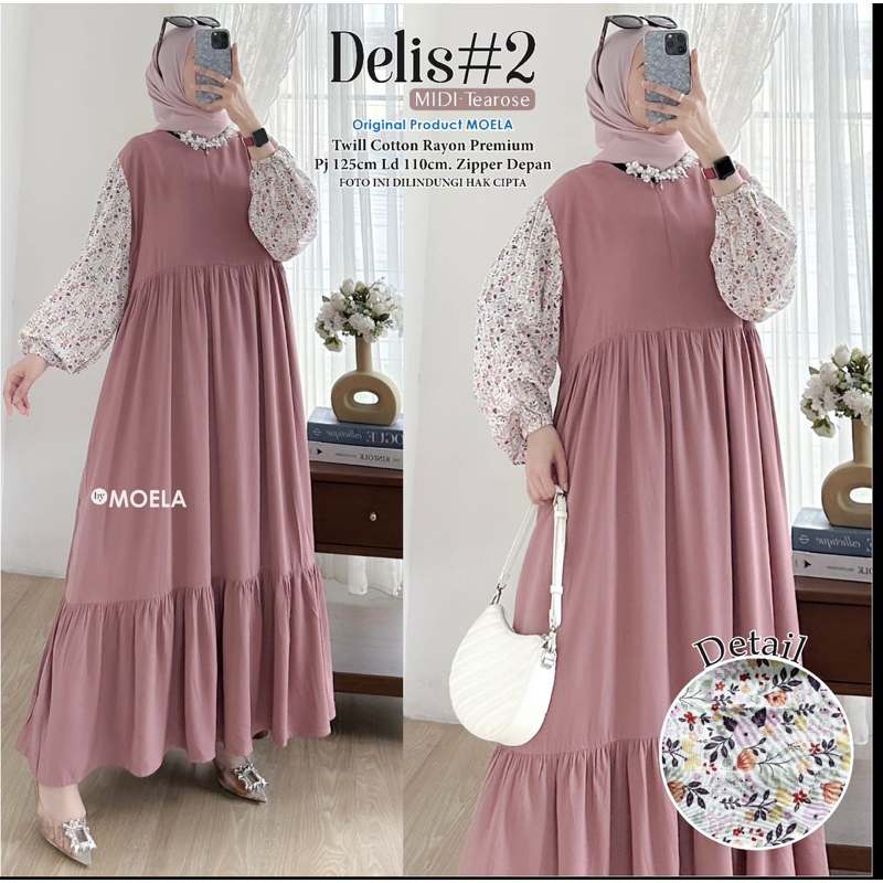 Dress Midi Kombinasi Rayon Premium By Moela