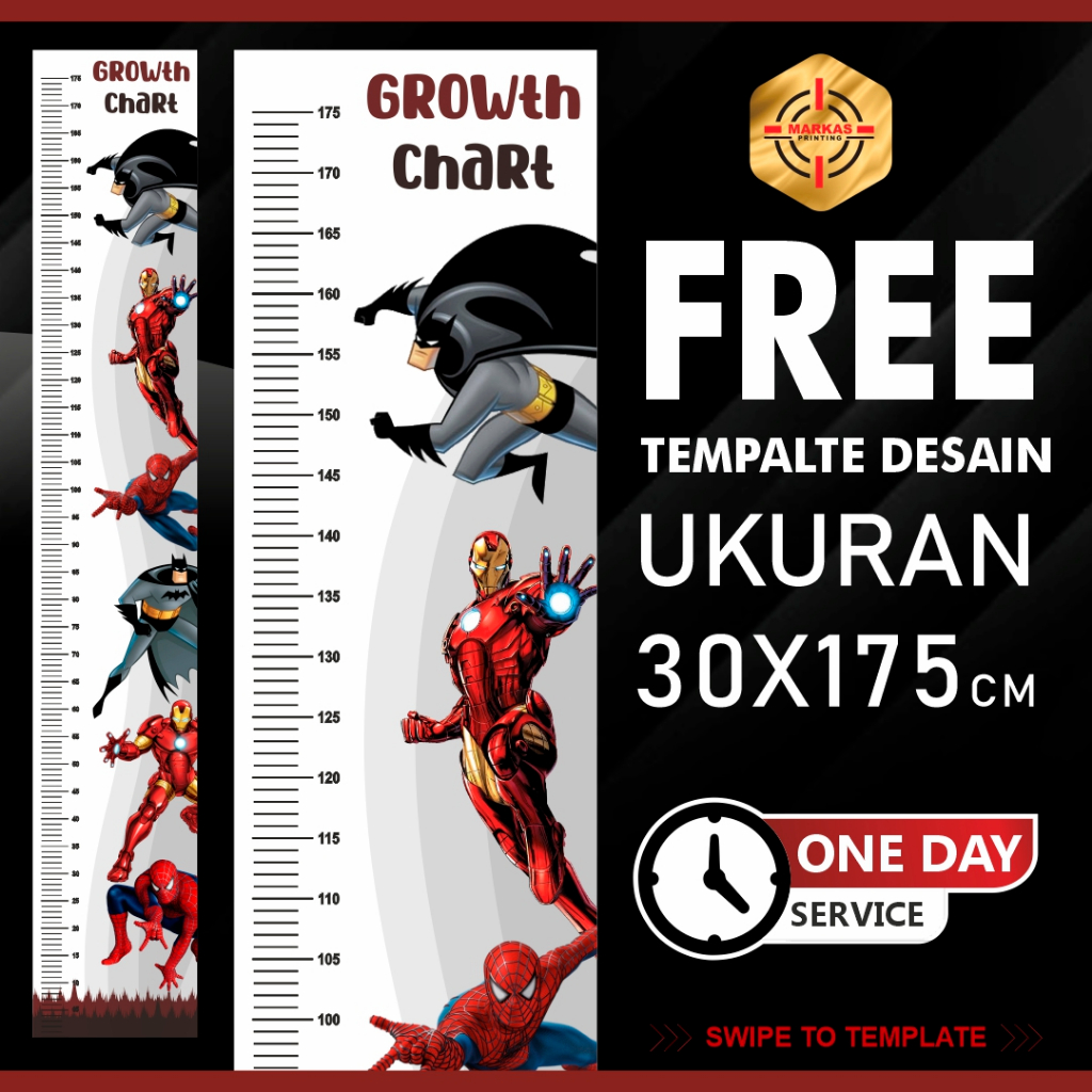 Pengukur Tinggi Badan Anak 175cm Bahan Banner / Flexy 280gsm