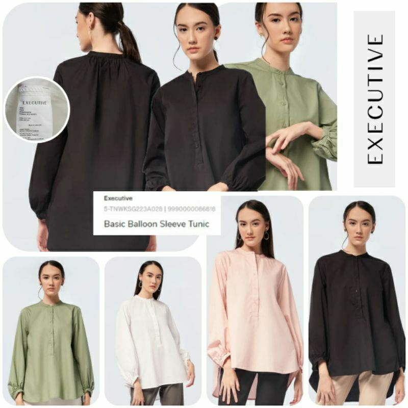 Executive Balloon Sleeve Tunic / Kemeja Tunik Wanita Executive (S- XL)